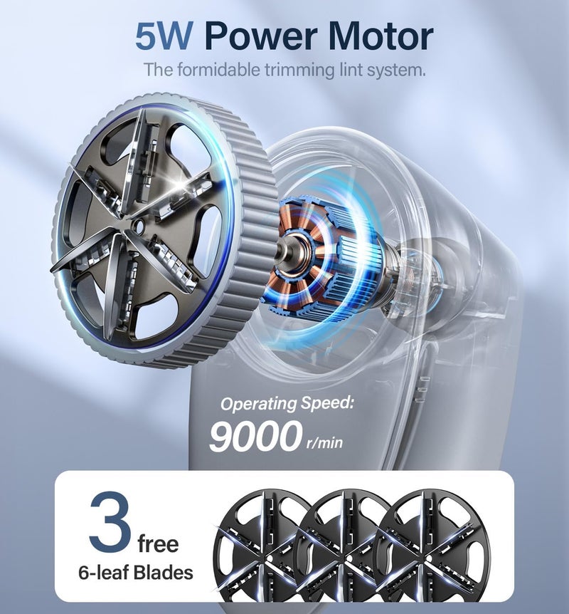 Bymore Fabric Shaver & Lint Shaver for Clothes and Furniture, Heavy Duty Sweater Shaver Lint Remover with Large 65mm Shaving Head, 6-Leaf Blades, Extra Replacement Blades for Couch, Sofa & Upholstery - Image 3